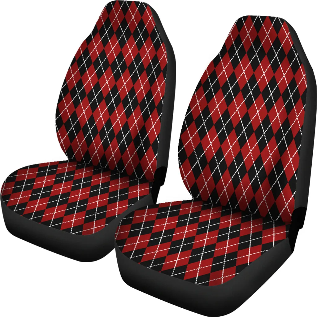 Red and Black Large Argyle Print Car Seat Covers