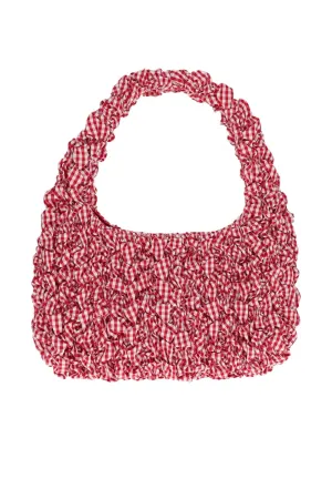 Red Gingham Smocked Mini Hobo Bag