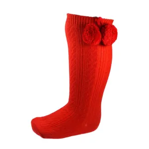Red Pom Socks