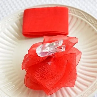 Red Rose Organza Bow and Ribbon Clip On Present Gift Bow Christmas Gift Wrap
