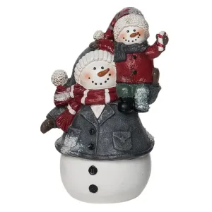 Resin 7 in. Christmas Quilted Snowman Piggyback Figurine
