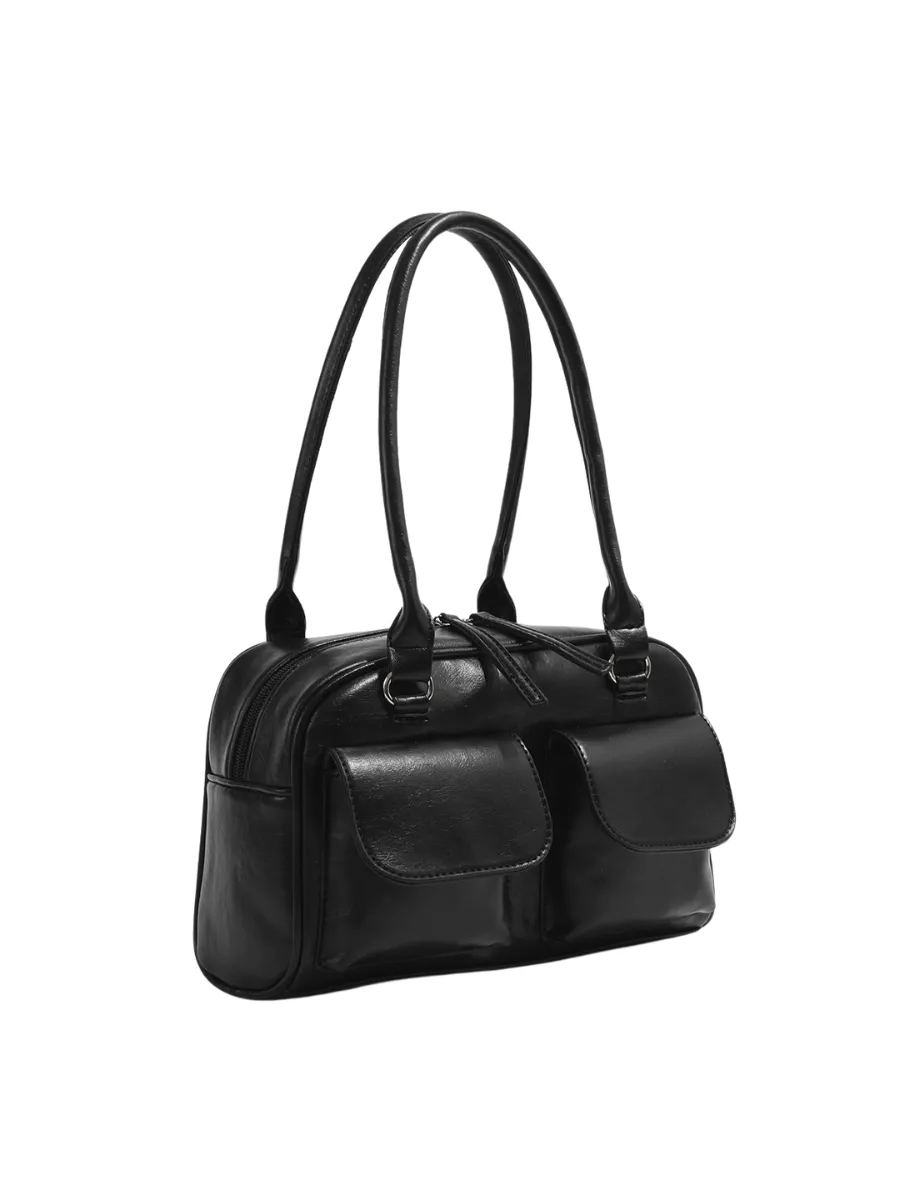 Retro-Inspired Red Hobo Bag with Two Pockets for Women