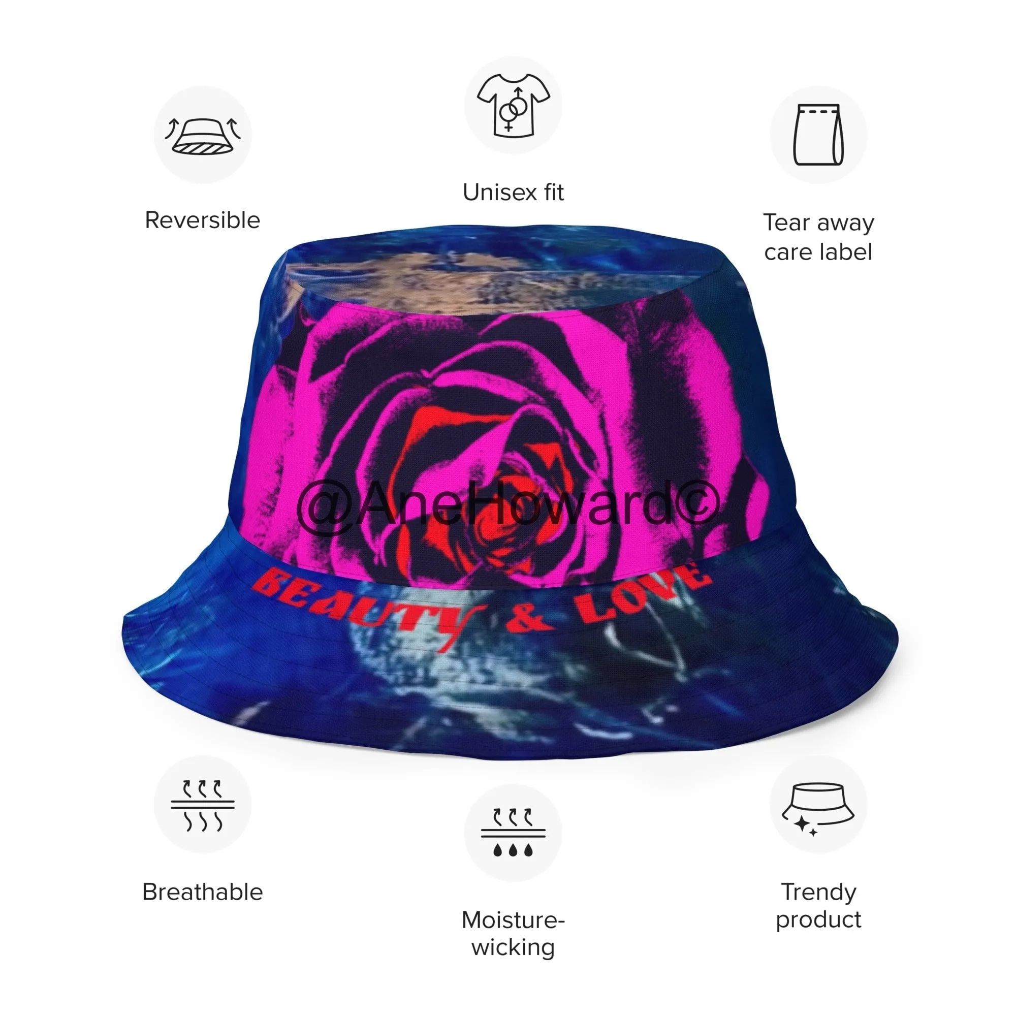 Reversible bucket hat Chakras, Beauty and Love