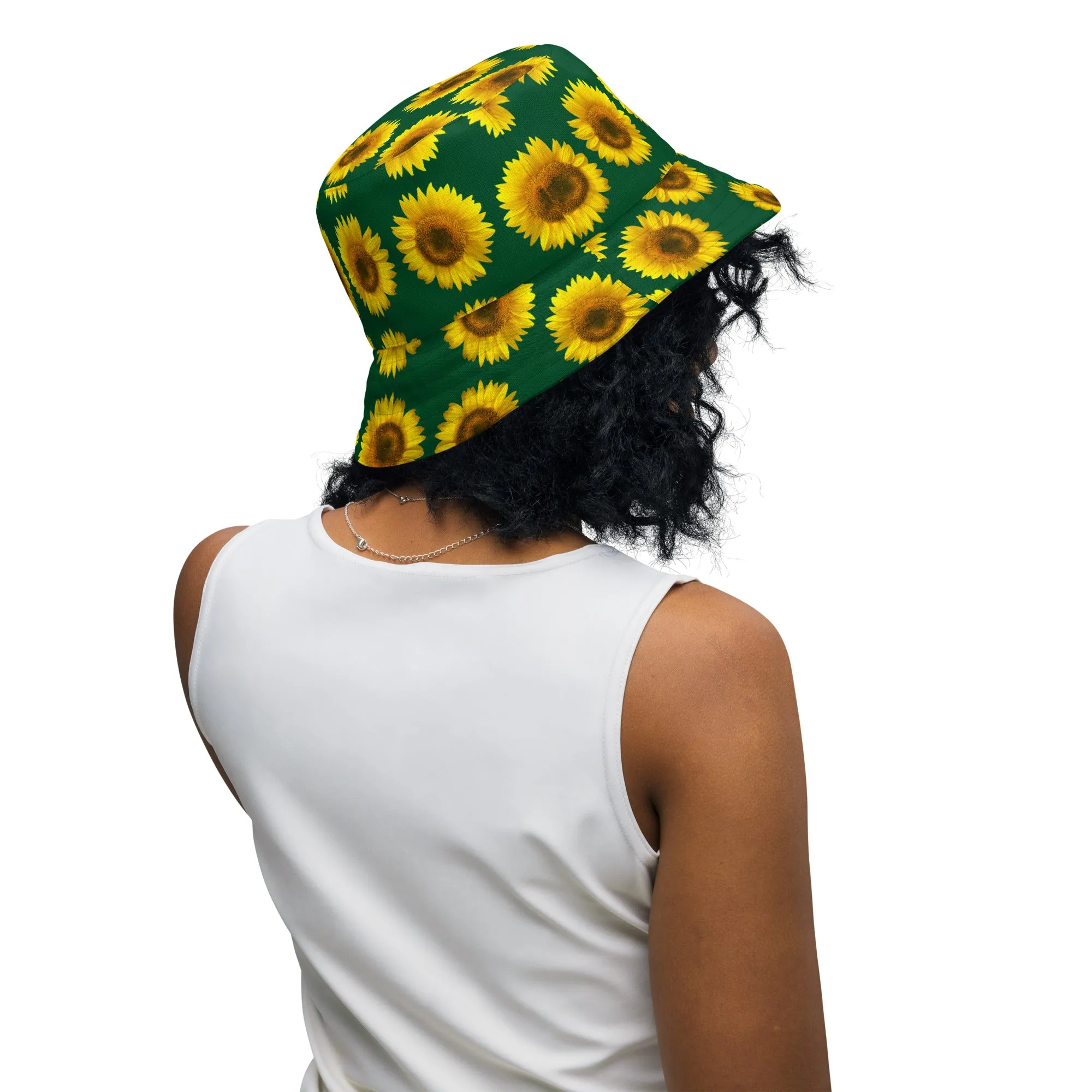 Reversible bucket hat Green Sunflower