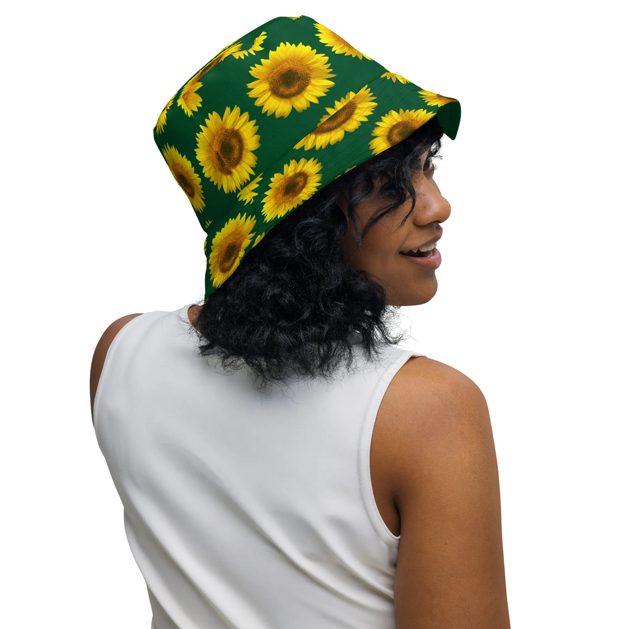 Reversible bucket hat Green Sunflower