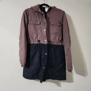 RVCA womens small size 8 winter coat 2 toned hooded jacket quilted