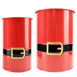 Santa Christmas Greenery Buckets (Red, Case of 8 Sets)