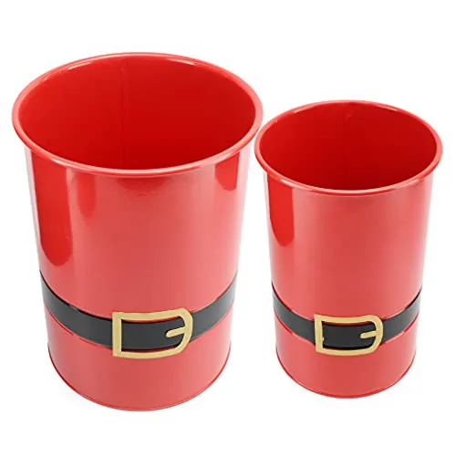 Santa Christmas Greenery Buckets (Red, Case of 8 Sets)