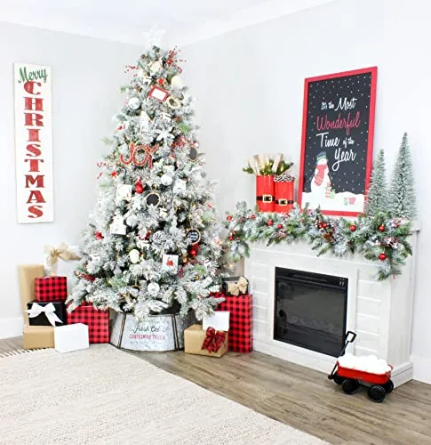 Santa Christmas Greenery Buckets (Red, Case of 8 Sets)
