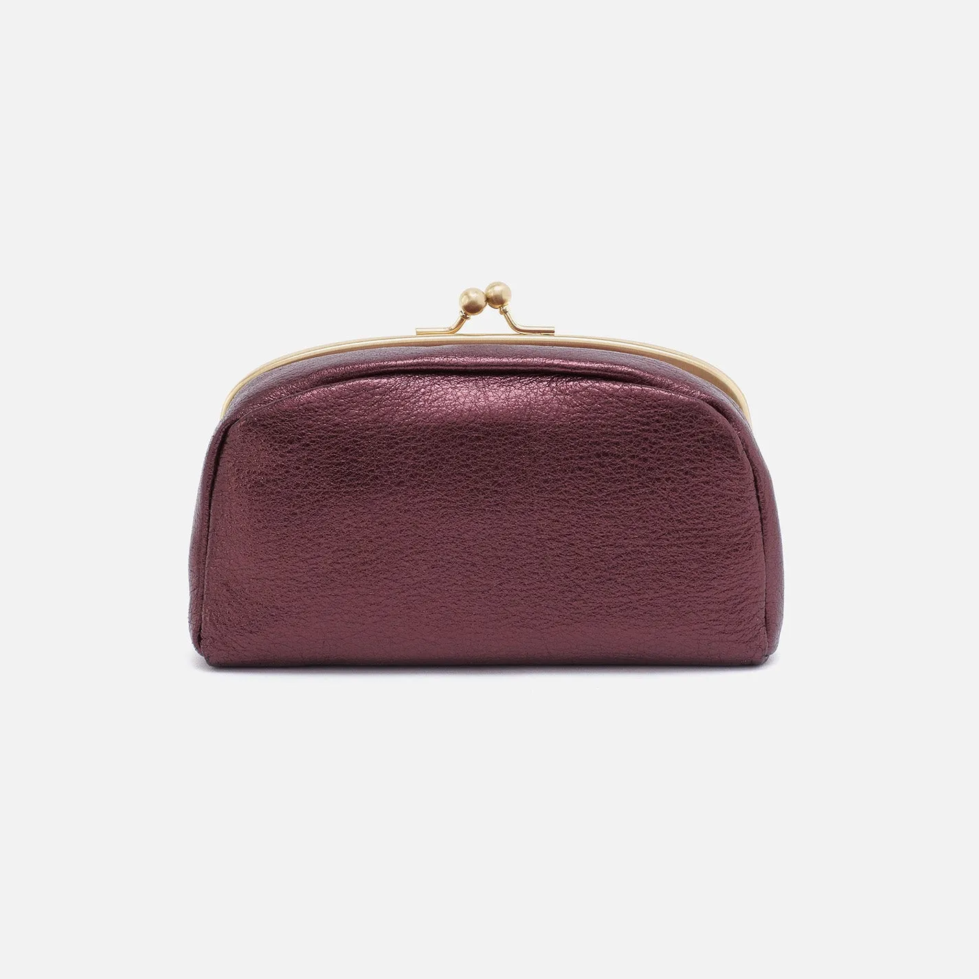 Save Face Frame Pouch In Metallic Leather - Frosted Plum