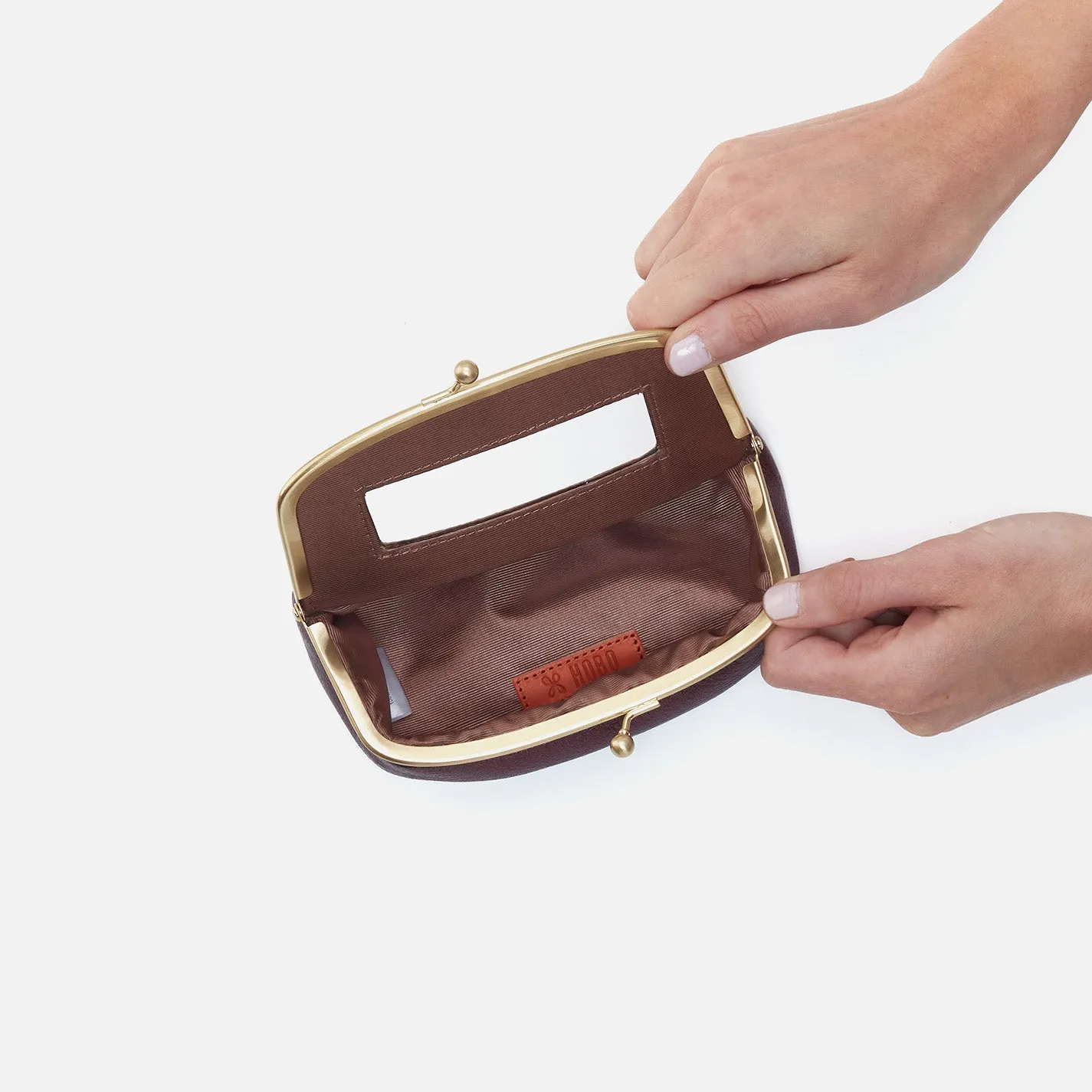 Save Face Frame Pouch In Metallic Leather - Frosted Plum