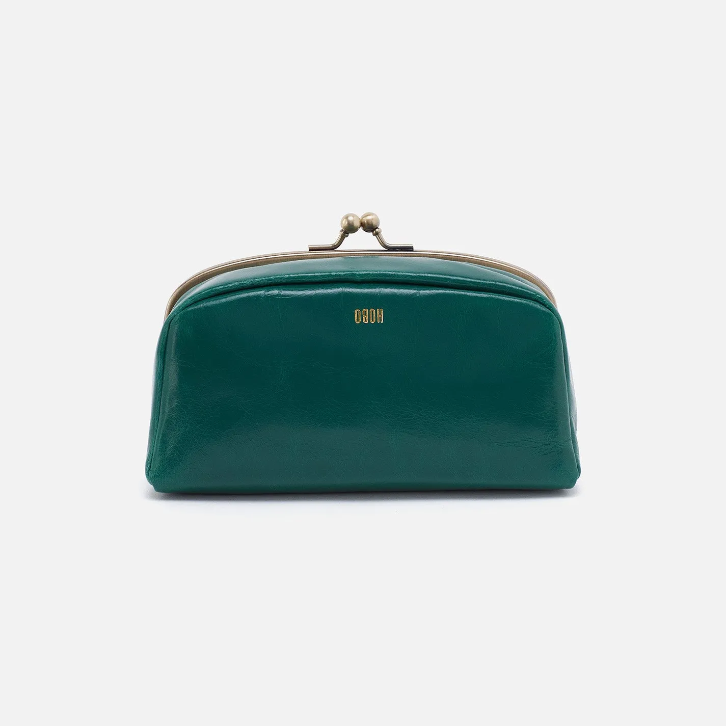 Save Face Frame Pouch In Polished Leather - Alpine Green