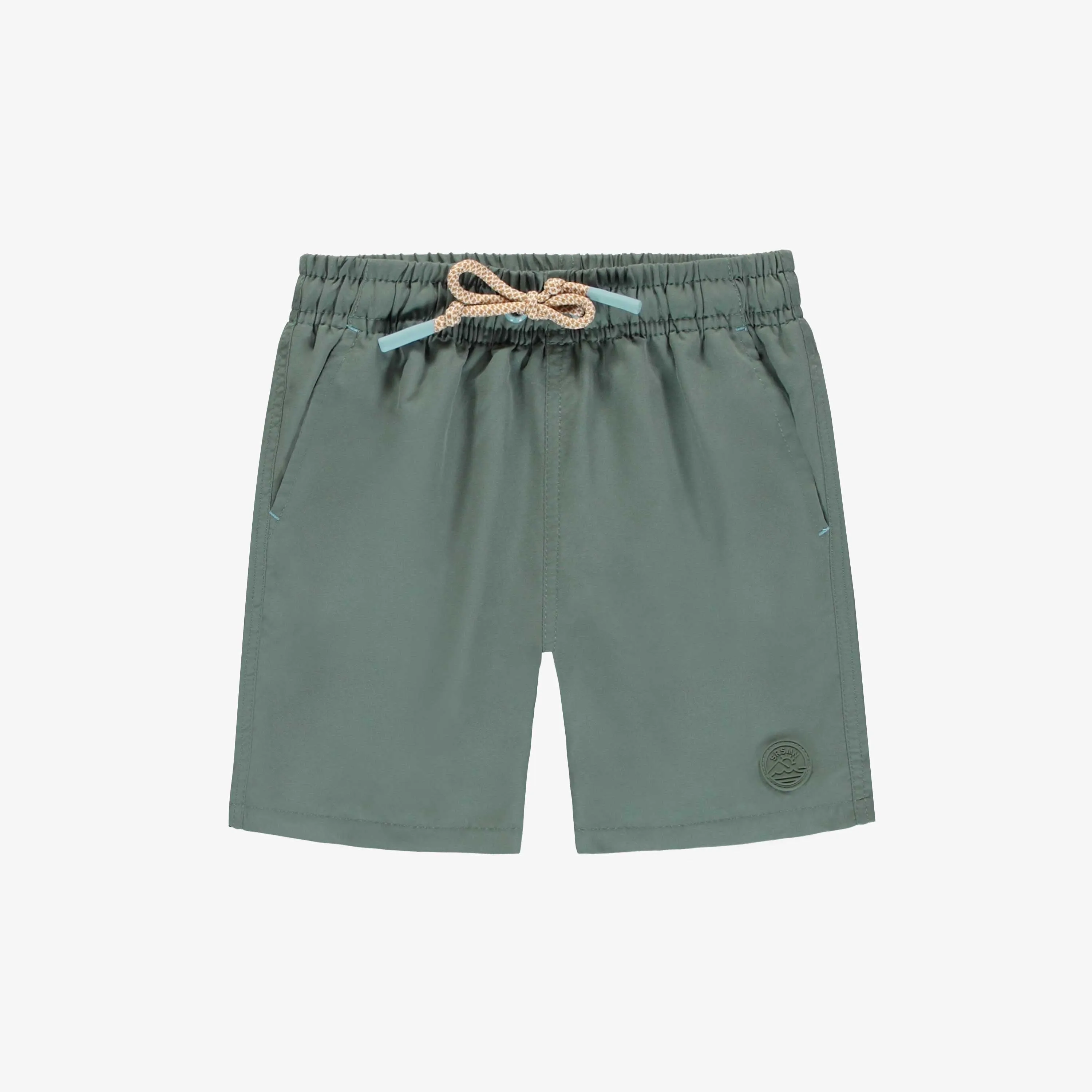 Short de bain sarcelle avec poches en polyester, enfant || Teal swim short with pockets in polyester, child