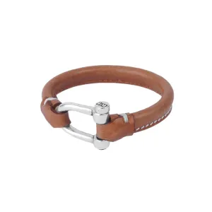 silver plaited and leather bracelet by CXC