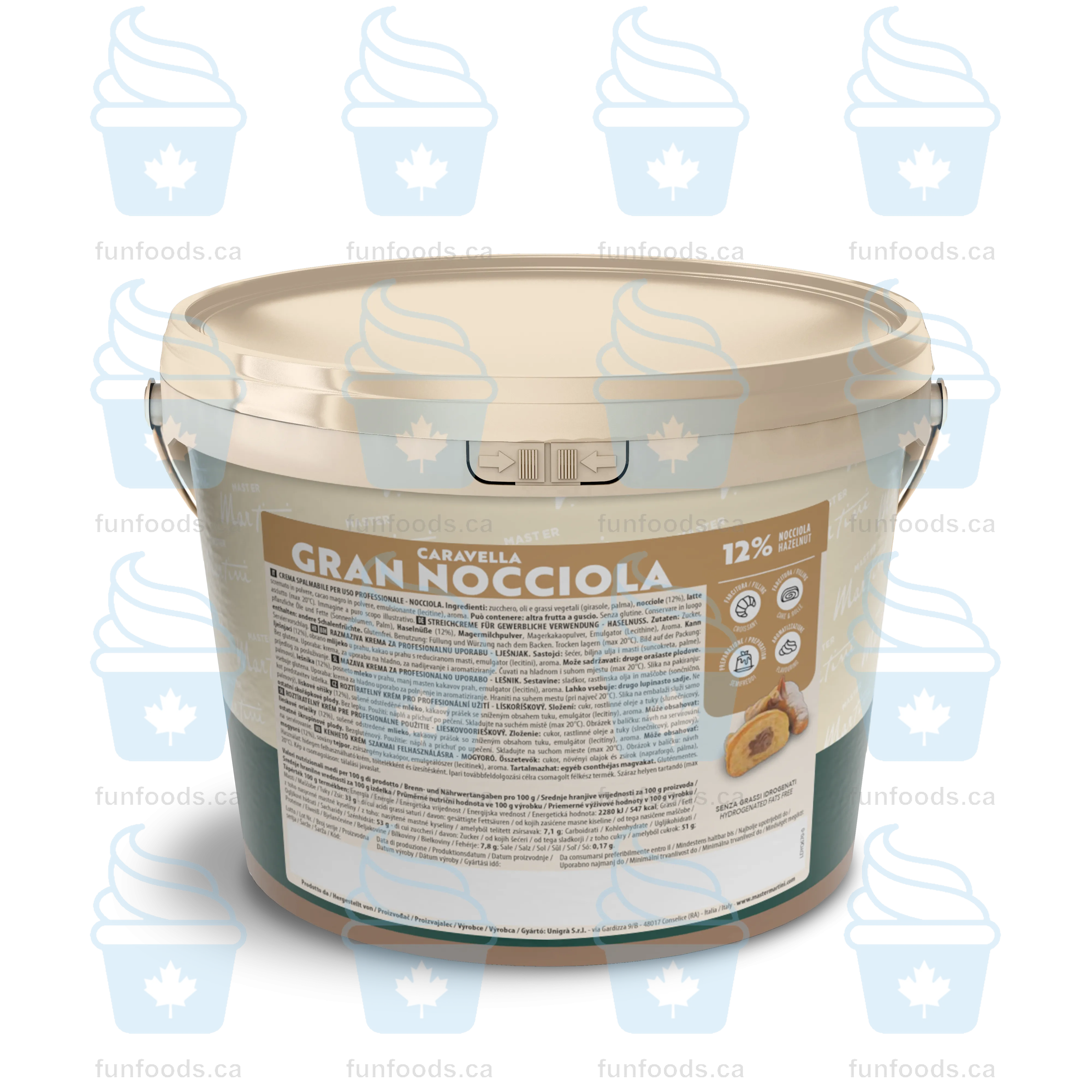 Smooth Hazelnut Filling - 5 KG Bucket - Gran Caravella Nocciola Spreadable Cream - Master Martini Canada