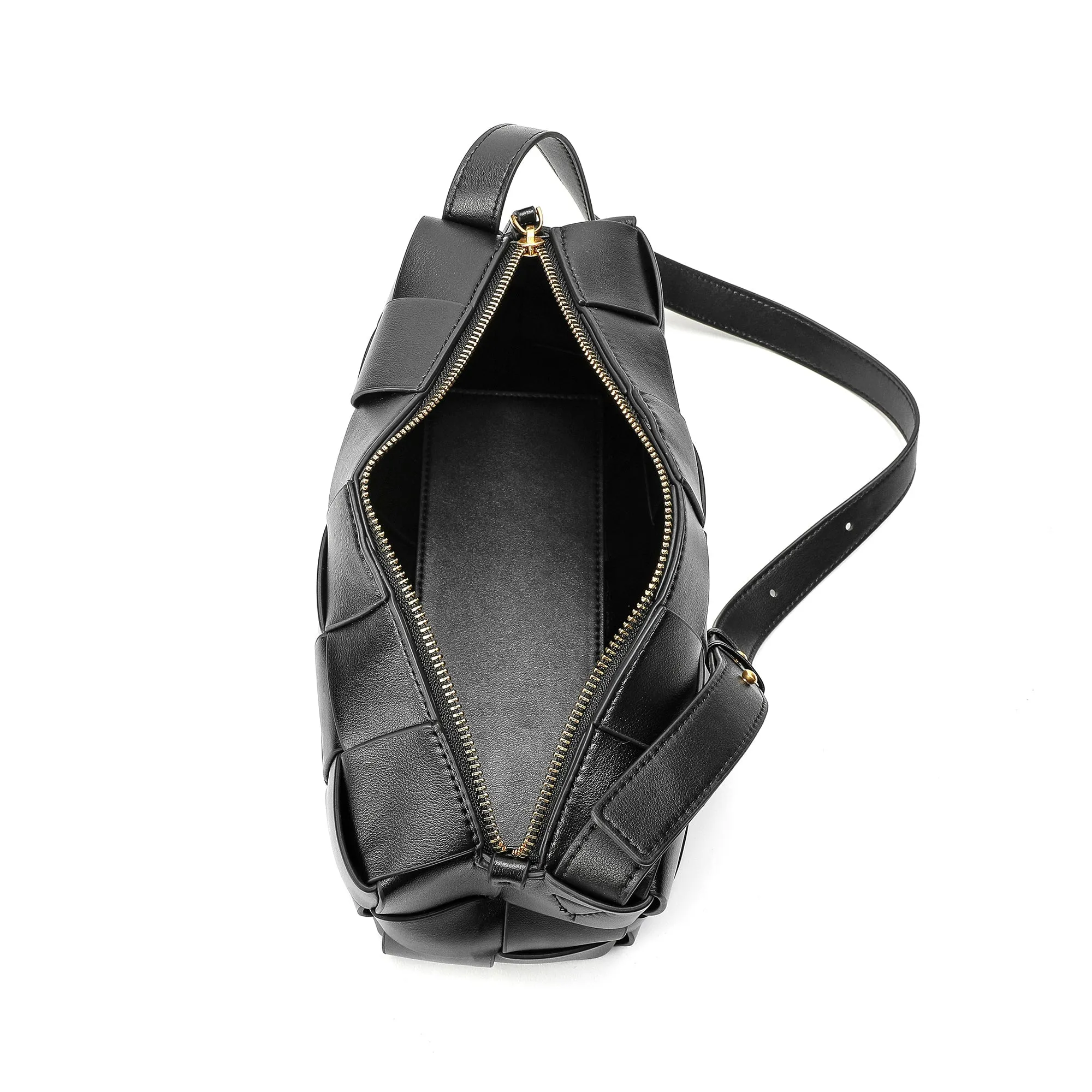 Smooth Woven Leather Hobo/Shoulder