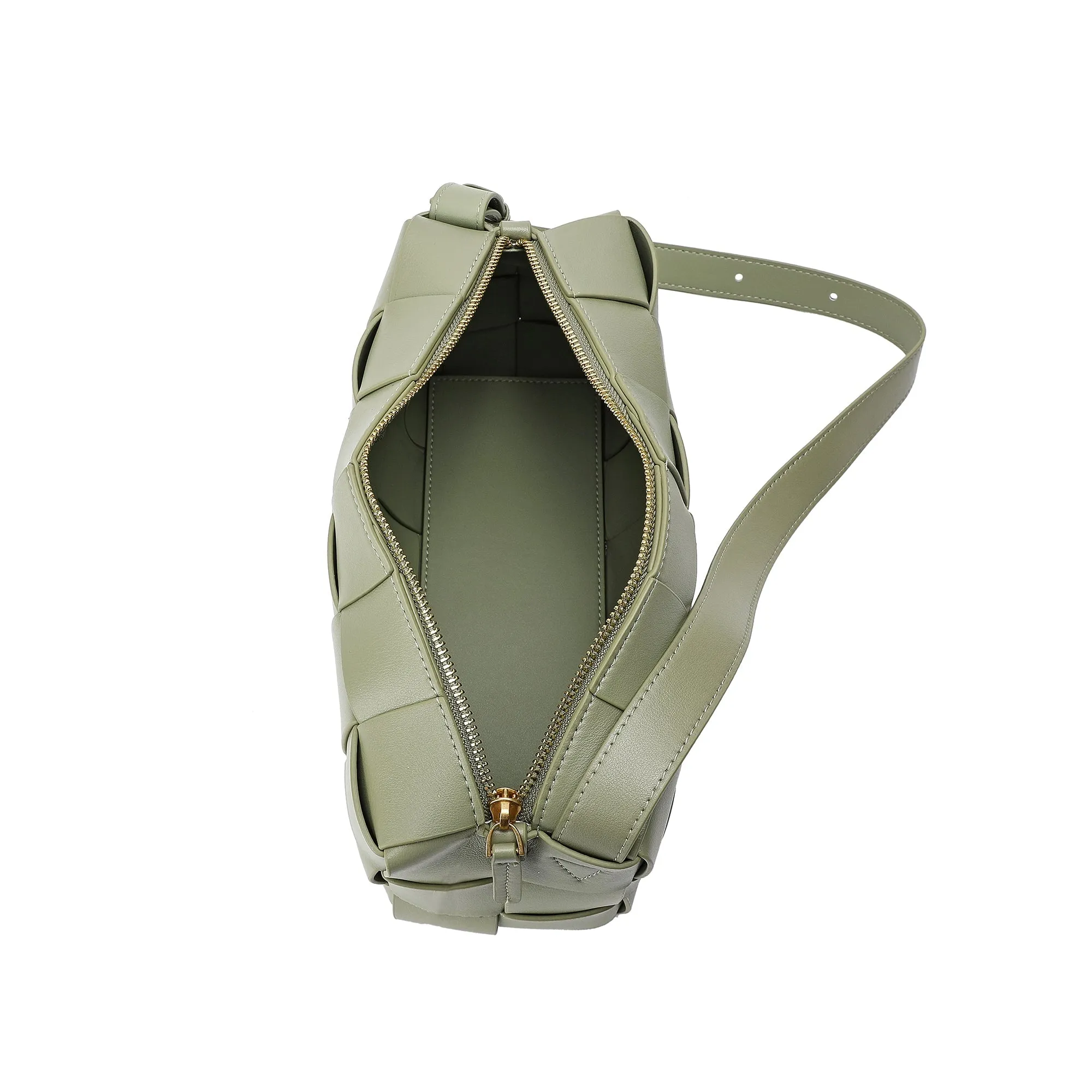 Smooth Woven Leather Hobo/Shoulder