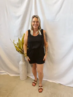 Soft Sleeveless Romper-Black