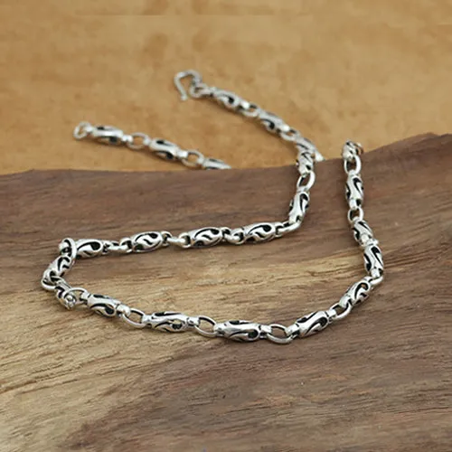 Solid 925 Sterling Silver Bucket Knot Chain Men's Necklace18"-24"