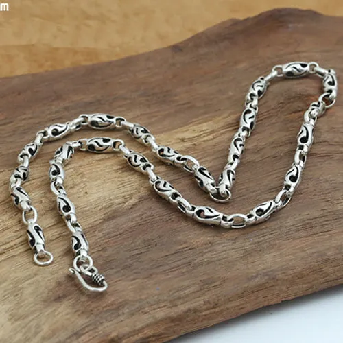 Solid 925 Sterling Silver Bucket Knot Chain Men's Necklace18"-24"