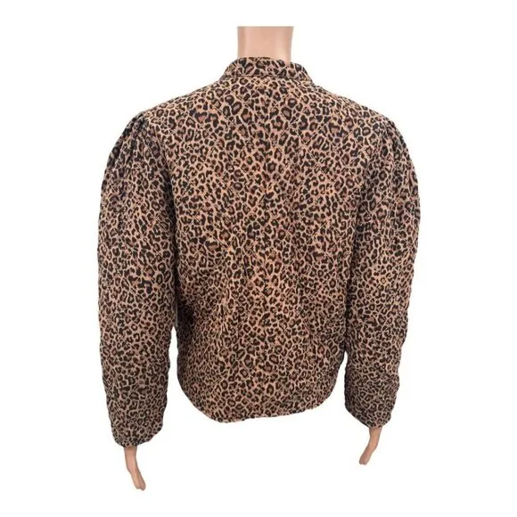 Something Navy Leopard Black Reversible Quilted Jacket NWT