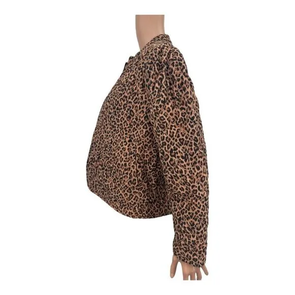Something Navy Leopard Black Reversible Quilted Jacket NWT