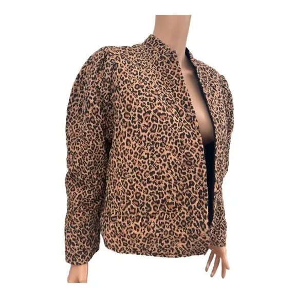 Something Navy Leopard Black Reversible Quilted Jacket NWT