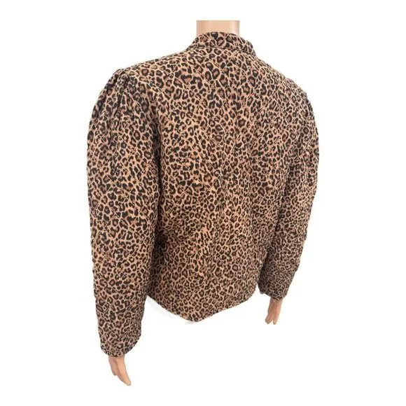 Something Navy Leopard Black Reversible Quilted Jacket NWT