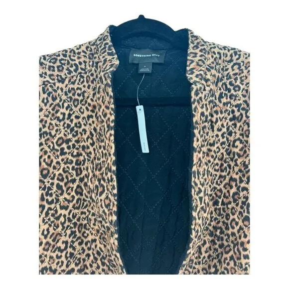 Something Navy Leopard Black Reversible Quilted Jacket NWT