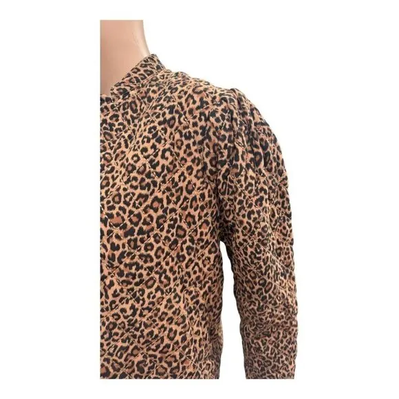 Something Navy Leopard Black Reversible Quilted Jacket NWT