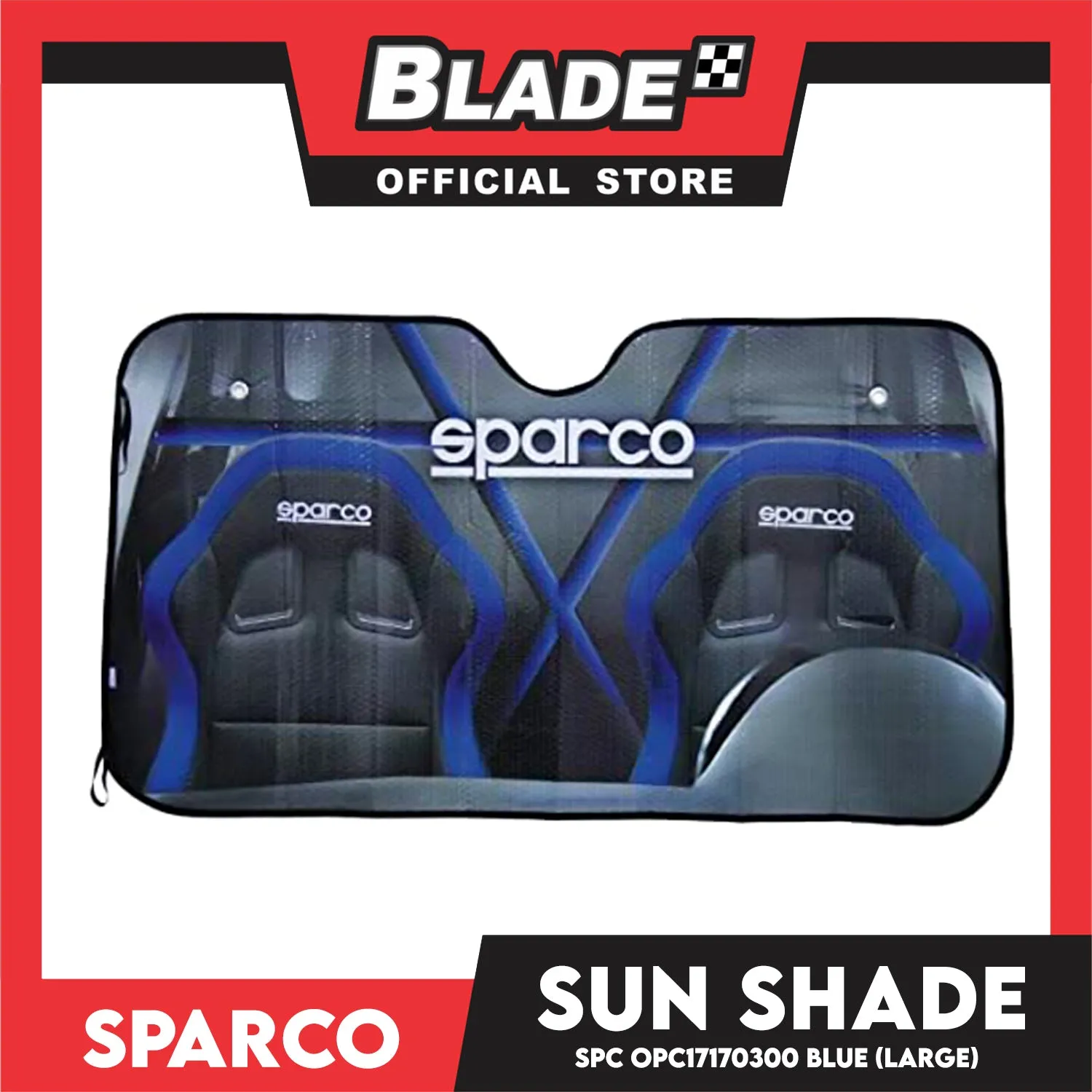 Sparco Car Sunshade Large OPC17170300 140x80cm LxW (Blue)
