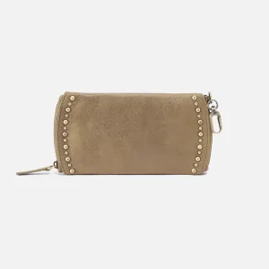 Spark Double Eyeglass Case In Metallic Leather - Burnished Sage