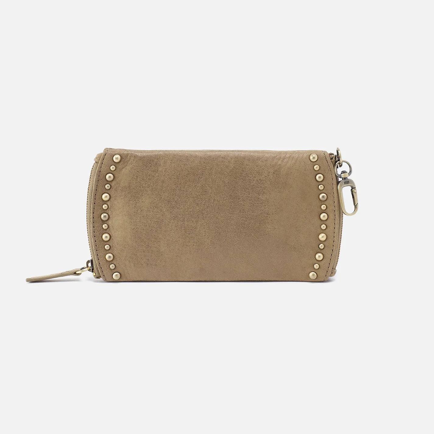 Spark Double Eyeglass Case In Metallic Leather - Burnished Sage