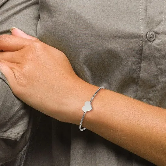 Stainless Steel Polished Heart Adjustable Bracelet