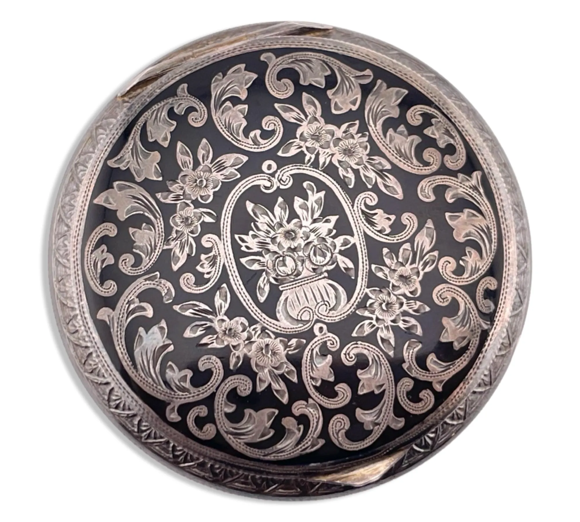 sterling silver Art Deco Austrian enamel powder compact mirror
