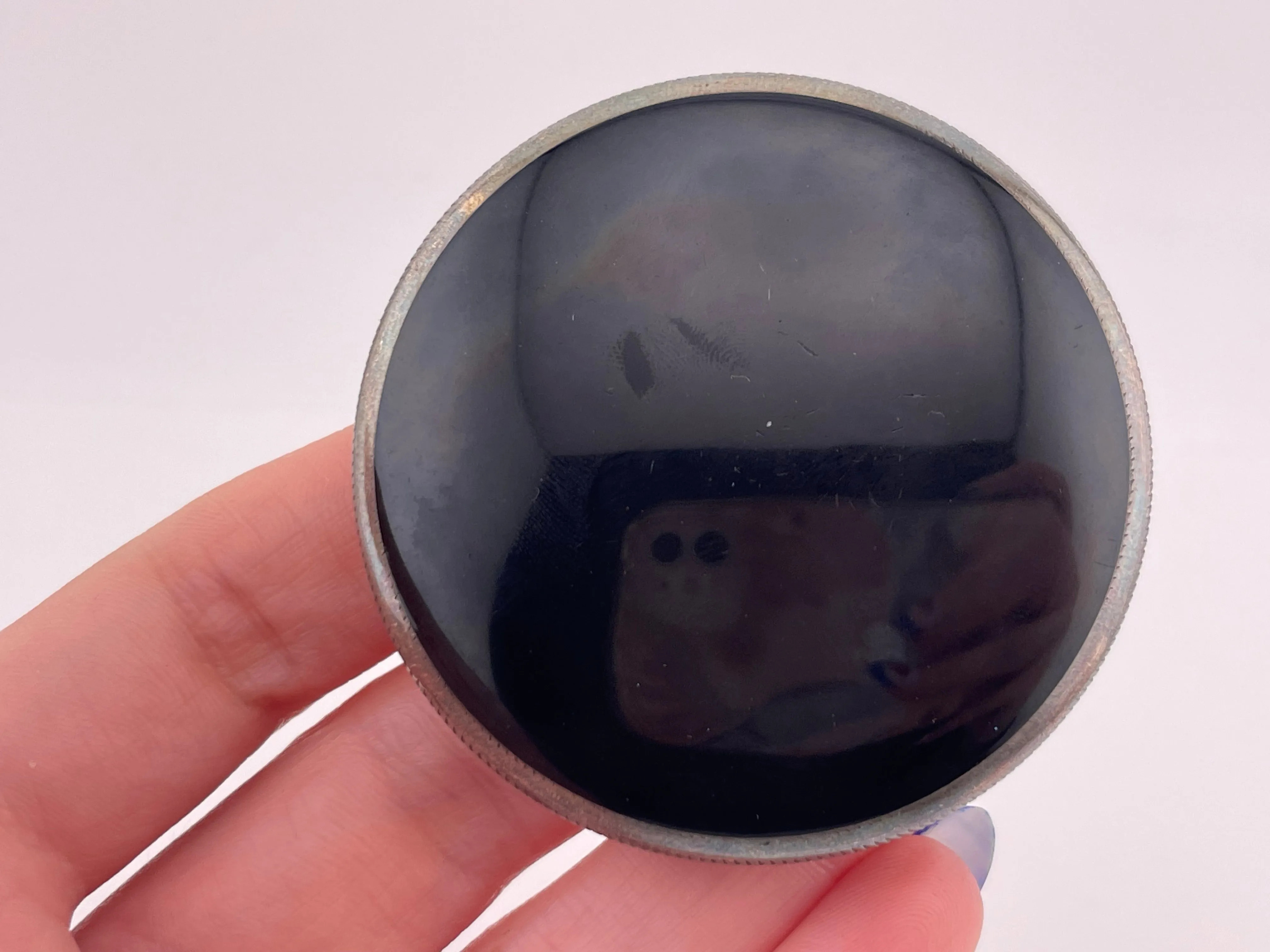 sterling silver Art Deco Austrian enamel powder compact mirror