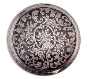 sterling silver Art Deco Austrian enamel powder compact mirror