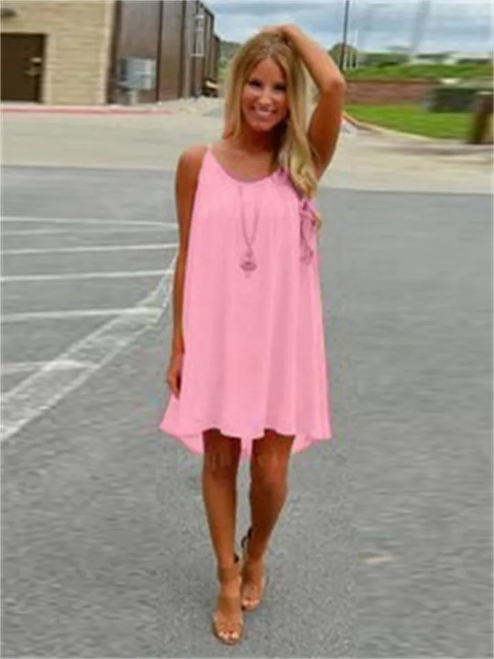 Summer Sleeveless Chiffon Coral Dress