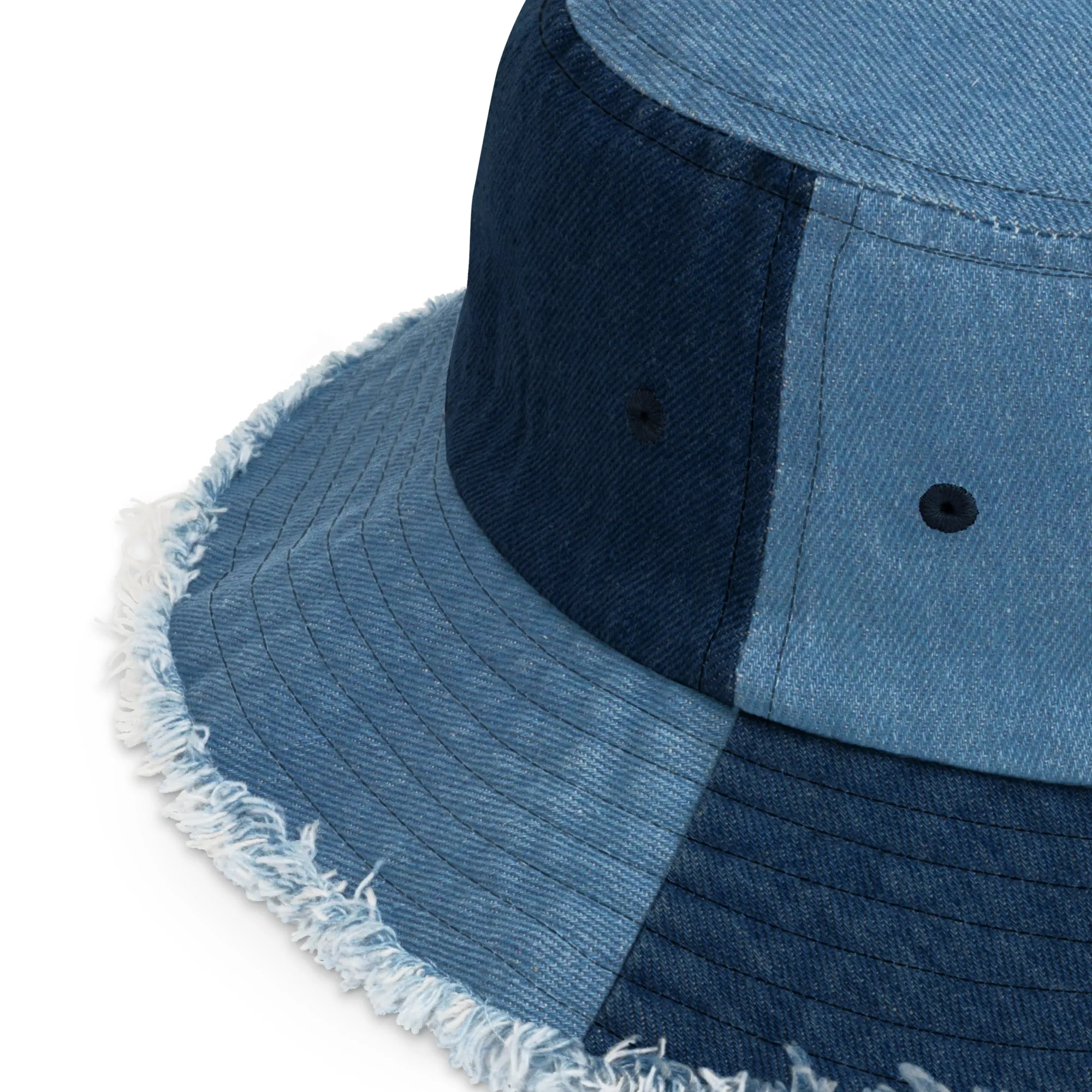 Swim Hair Don't Care Distressed Denim Bucket Hat