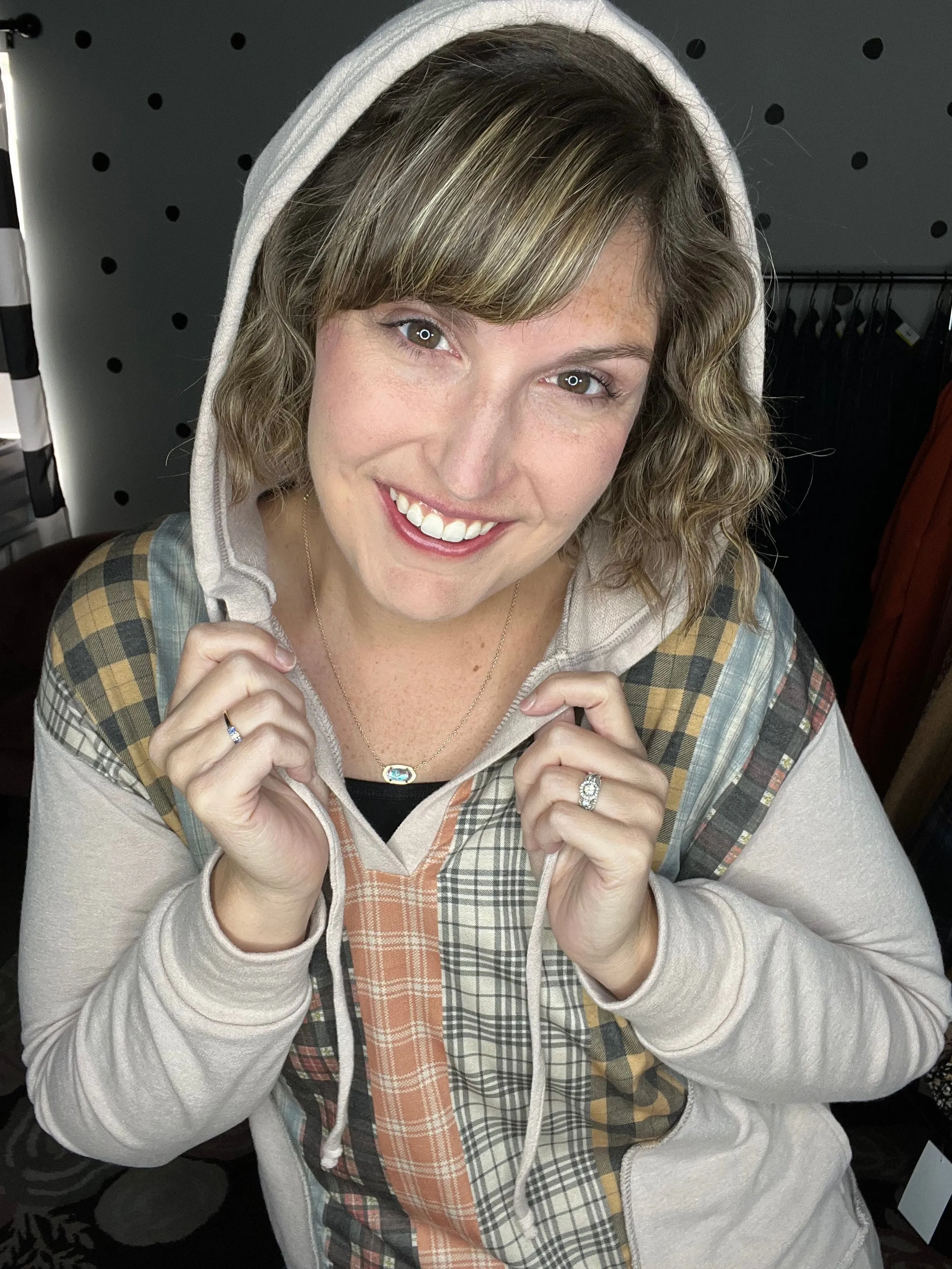 Taupe & Plaid Lightweight Hoodie