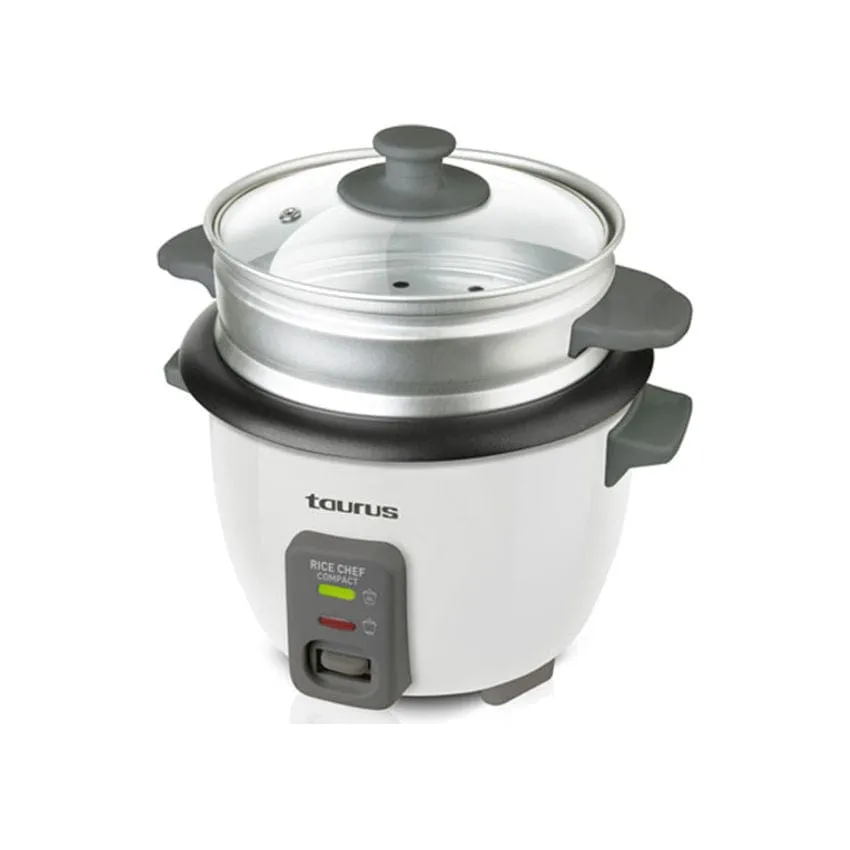 Taurus Rice Chef Compact 300w 600ml Cooker With Glass Lid  White
