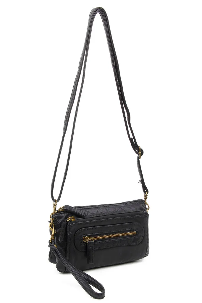 The Anita Three Way Crossbody Wristlet - Black