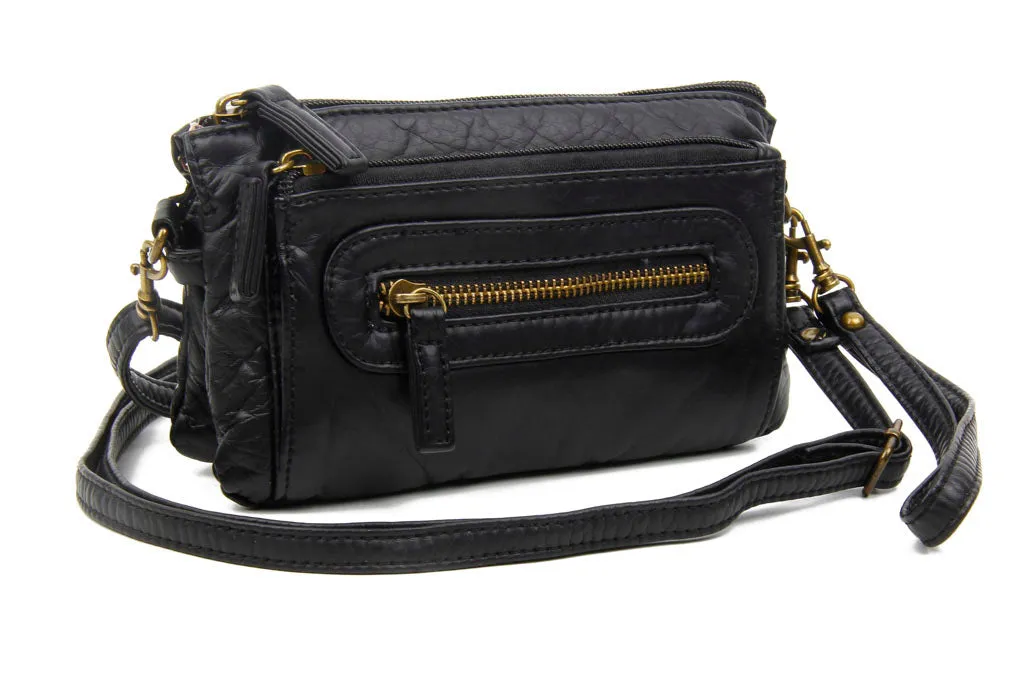 The Anita Three Way Crossbody Wristlet - Black
