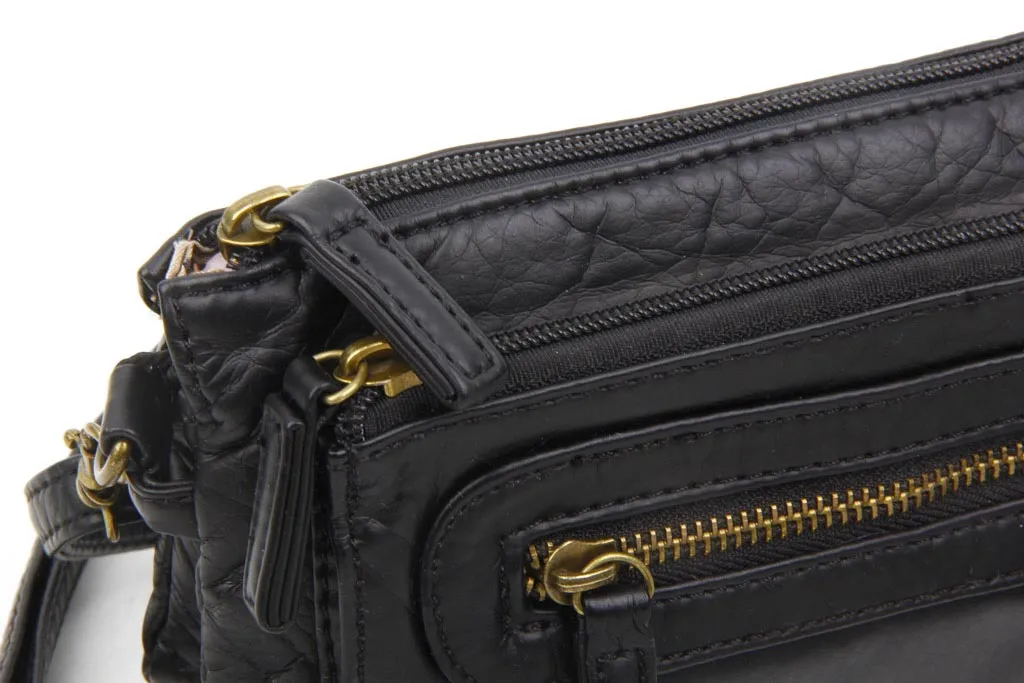 The Anita Three Way Crossbody Wristlet - Black