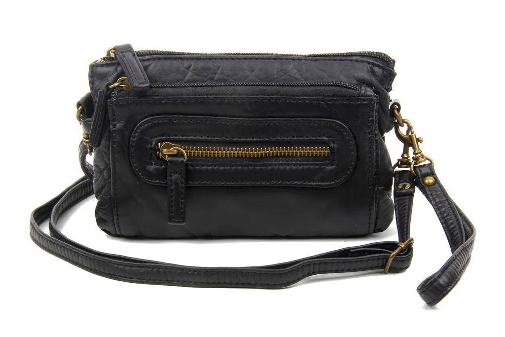 The Anita Three Way Crossbody Wristlet - Black