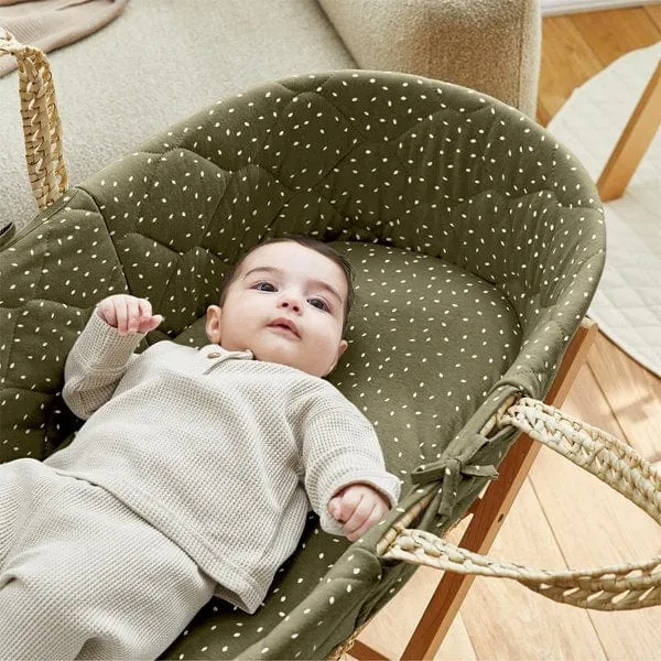 The Little Green Sheep Quilted Moses Basket Bundle - Juniper Rice