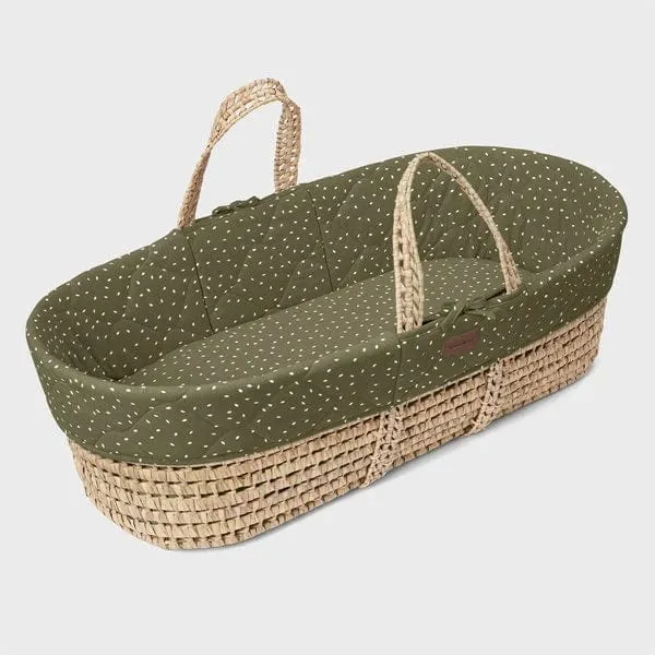 The Little Green Sheep Quilted Moses Basket Bundle - Juniper Rice