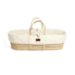 The Little Green Sheep Quilted Moses Basket - Linen Rice