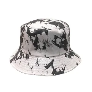 Tie Dye Bucket Hat - Black/White - 100% Cotton