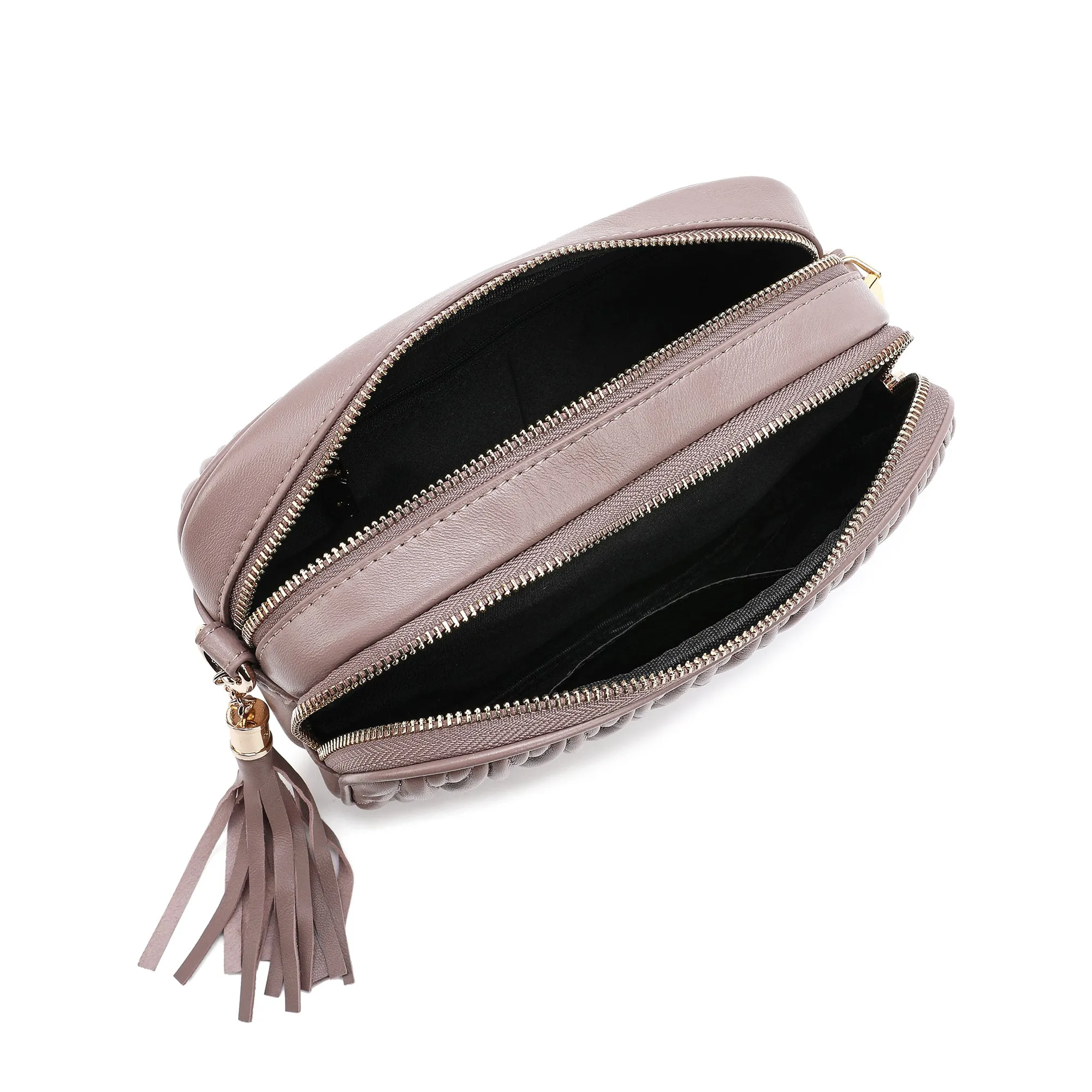 Tiffany & Fred Pleated Lambskin Leather Messenger/Shoulder Bag